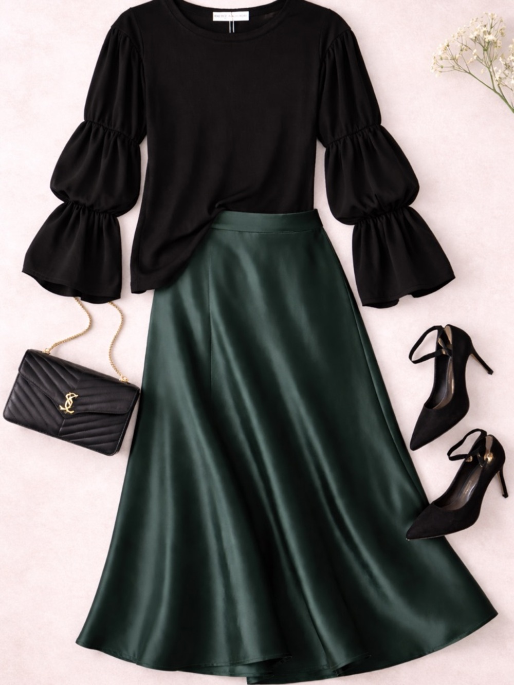 NWT Patrizia Luca Statement Sleeve Black Sweater Blouse Size XL